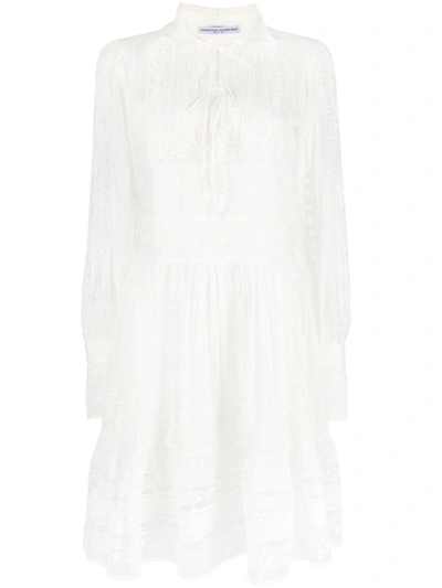 Shop Ermanno Scervino White Lace-panelled Voile Dress