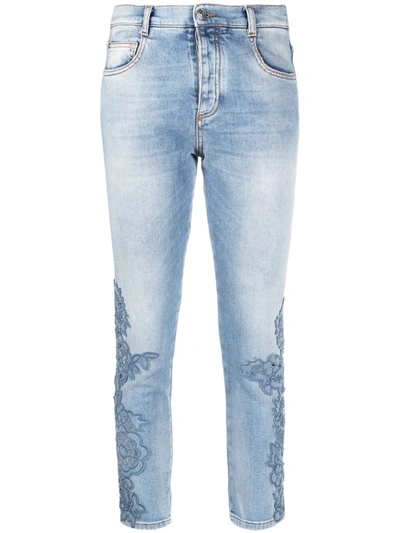Shop Ermanno Scervino Light Blue Denim Mid-rise Cropped Jeans