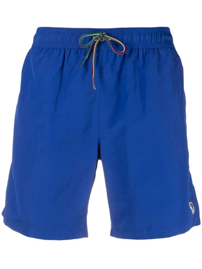 Shop Paul Smith Blue Drawstring-waist Swim Shorts