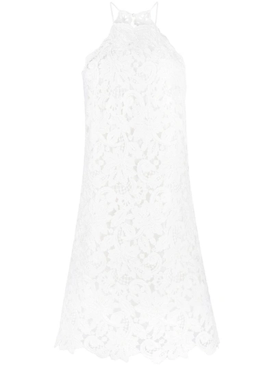 Shop Ermanno Scervino White Floral Embroidered Dress