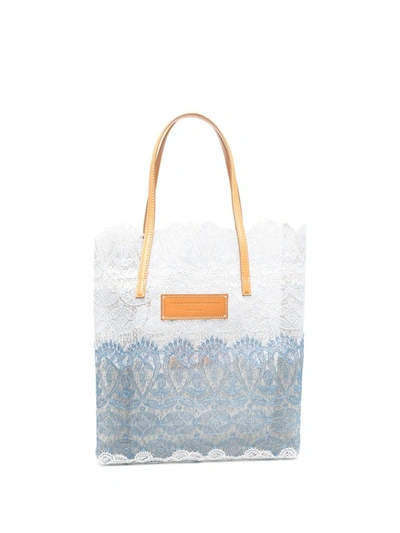 Shop Ermanno Scervino Blue Gradient Lace Tote Bag