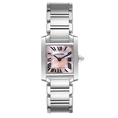 Shop Cartier Tank Francaise Pink Mother Of Pearl Steel Watch W51028q3 In Not Applicable