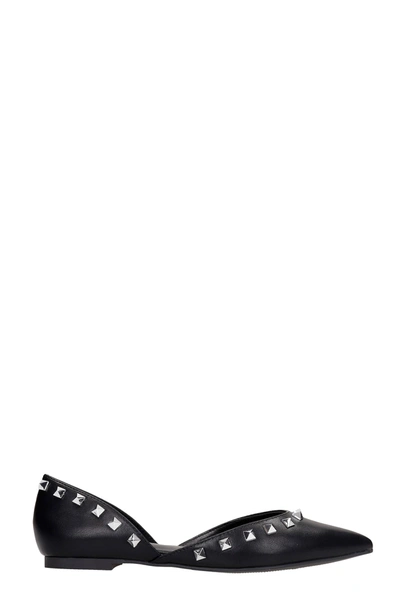 STEVE MADDEN FIRENZE BALLET FLATS IN BLACK LEATHER SMSFIRENZE