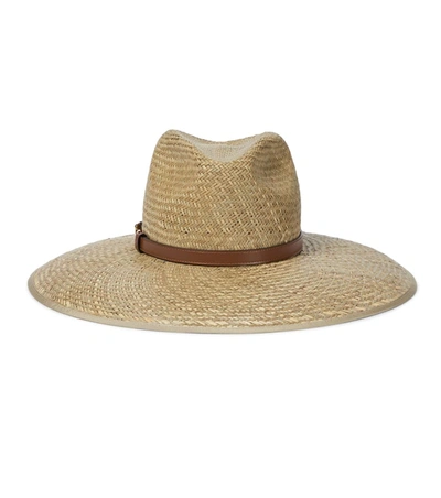 Shop Gucci Horsebit Leather-trimmed Straw Hat