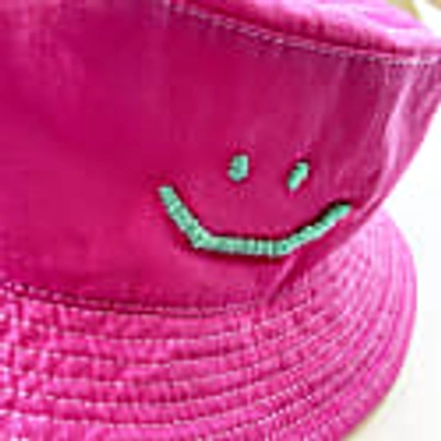 Quillattire Pink Unisex Smiley Face Bucket Hat In Bucket