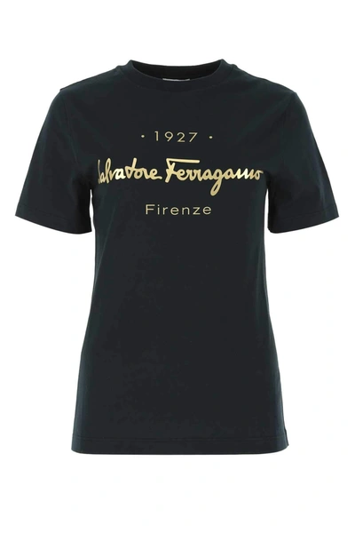 Shop Ferragamo Salvatore  1927 Signature T In Black