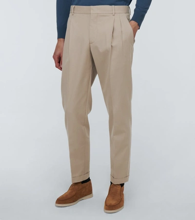 Shop Loro Piana City Cotton And Wool-blend Pants In Beige