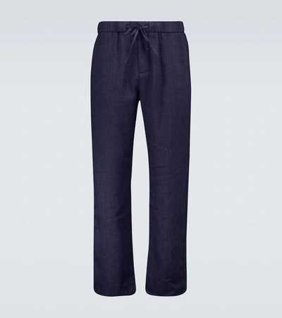 Shop Frescobol Carioca Stretch-cotton Chino Pants In Blue