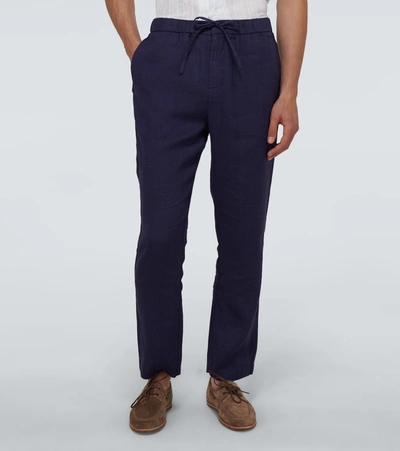 Shop Frescobol Carioca Stretch-cotton Chino Pants In Blue