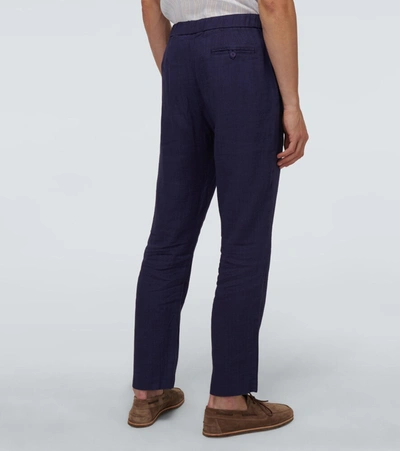 Shop Frescobol Carioca Stretch-cotton Chino Pants In Blue