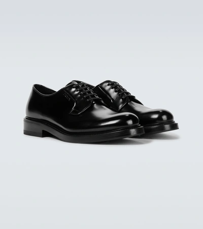 Prada Brushed Leather Shoes In Black