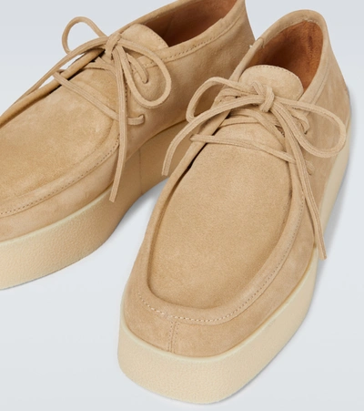 Shop Loewe Wedge Lace-up Shoes In Beige