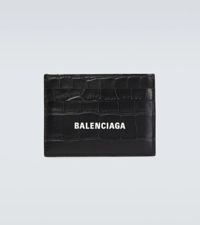 Shop Balenciaga Cash Cardholder With Logo In Black
