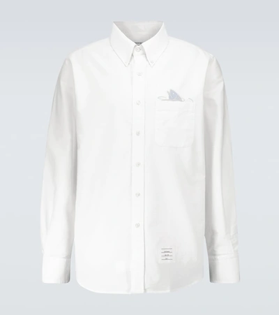 Shop Thom Browne Long-sleeved Cotton Oxford Shirt In White
