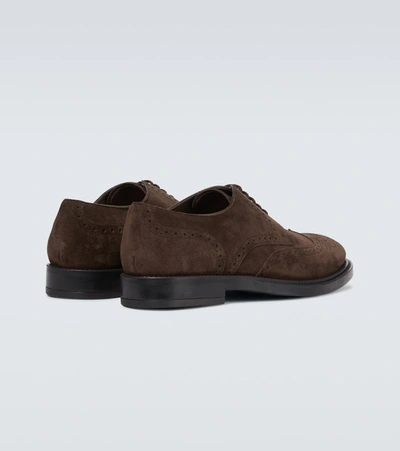 Shop Tod's Suede Derby Shoes In Brown