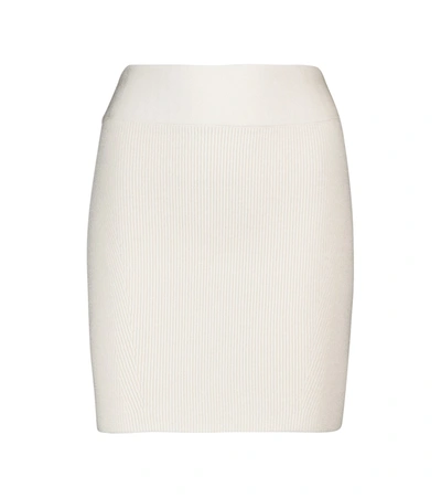 Shop Galvan Nyx Ribbed-knit Miniskirt In White