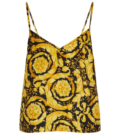 Shop Versace Printed Camisole In Gold