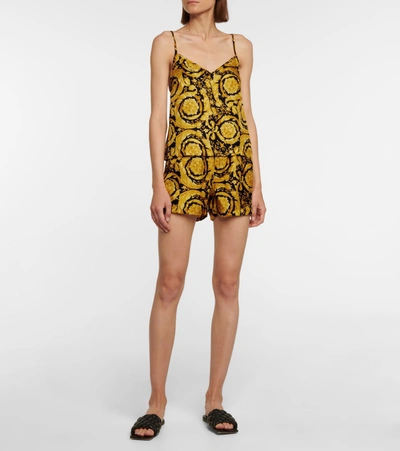 Shop Versace Printed Camisole In Gold