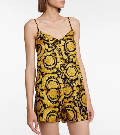 Shop Versace Printed Camisole In Gold