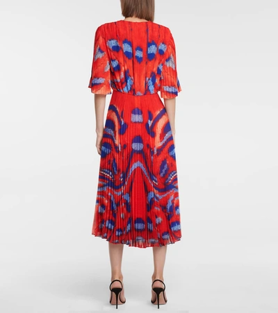 Shop Altuzarra Constance Printed Pleated Midi Dress In Red