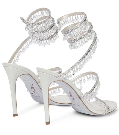 René Caovilla Chandelier Embellished Leather Sandals In Silver