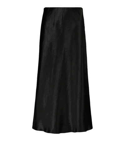 Shop Max Mara Leisure Alessio Satin Midi Skirt In Black