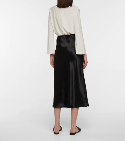 Shop Max Mara Leisure Alessio Satin Midi Skirt In Black