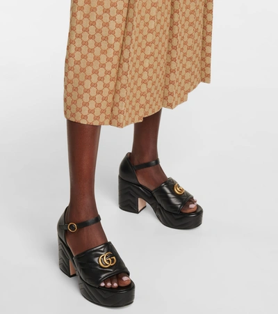 Shop Gucci Matelassé Leather Platform Sandals In Black