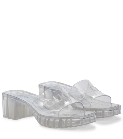 Shop Gucci Logo Rubber Mulels In White