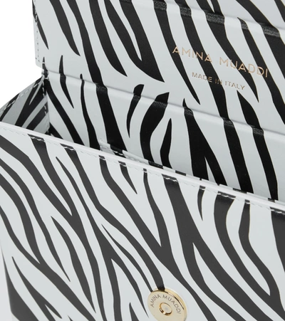 Shop Amina Muaddi Johana Zebra-print Leather Clutch In White
