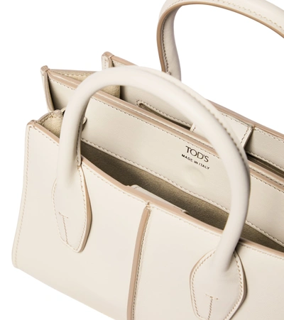 Shop Tod's Holly Mini Leather Tote In White