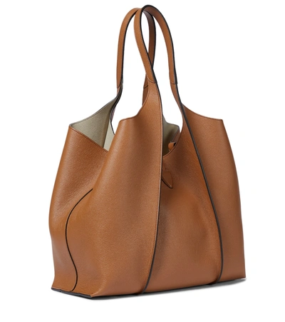 Shop Tod's Timeless Medium Leather Tote In Brown