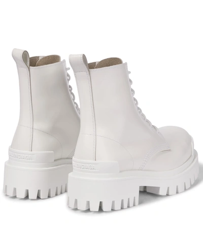 Shop Balenciaga Strike Leather Combat Boots In White