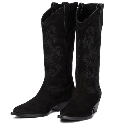 Shop Etro Suede Cowboy Boots In Black