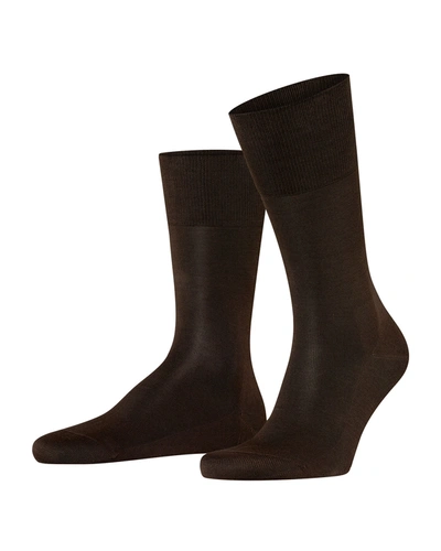 Shop Falke Men's Tiago Knit Mid-calf Socks In Brown