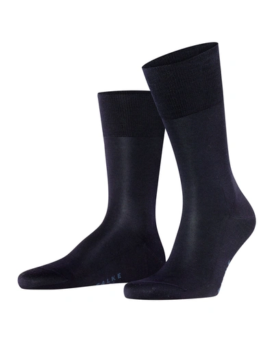 Shop Falke Men's Tiago Knit Mid-calf Socks In Dark Navy