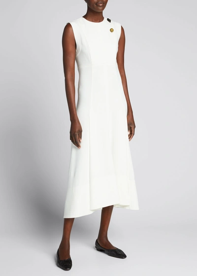 Shop Proenza Schouler Crepe Seamed A-line Midi Dress In Off White
