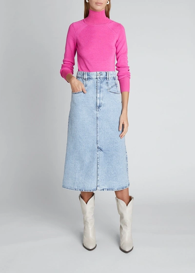 Shop Isabel Marant Denim Midi Skirt In Light Blue