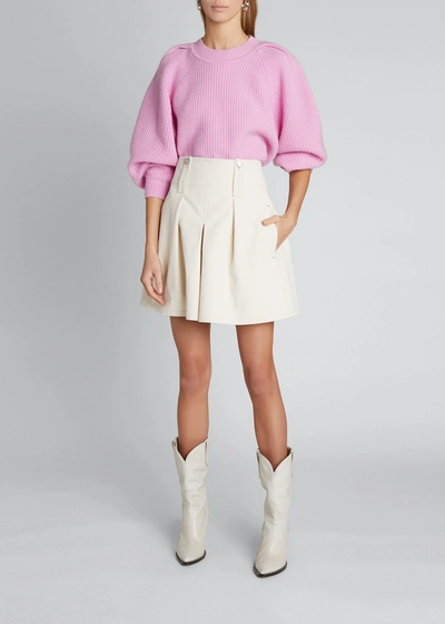 Shop Isabel Marant Puff-sleeve Mohair-blend Sweater In Pink