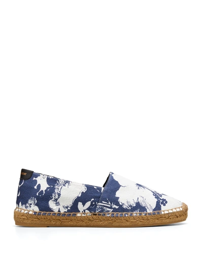 Shop Saint Laurent Floral Espadrille Flat Loafers In Blue Pattern