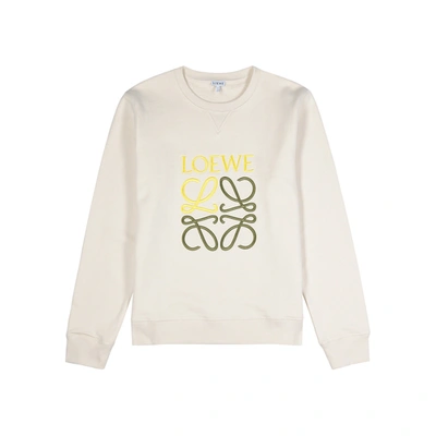 Shop Loewe Cream Logo-embroidered Cotton Sweatshirt In Ecru