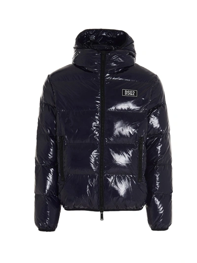 Shop Dsquared2 Logo Patch Padded Down Jacket In Navy
