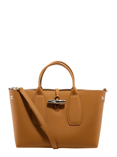 Shop Longchamp Medium Roseau Tote Bag In Beige