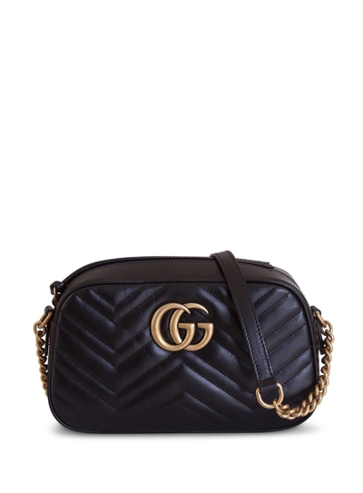Shop Gucci Gg Marmont Small Matelassé Shoulder Bag In Nero
