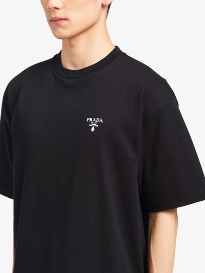 Black T-shirt With Contrasting Trim And Logo
