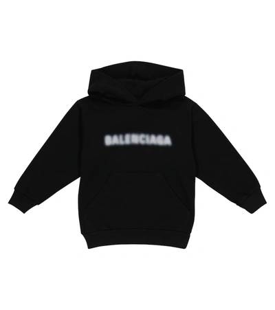 Shop Balenciaga Logo Cotton Jersey Hoodie In 黑色