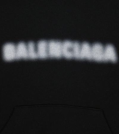 Shop Balenciaga Logo Cotton Jersey Hoodie In 黑色