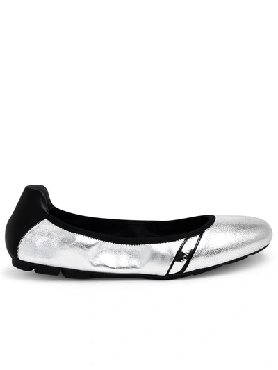 Shop Hogan Panelled Ballerina Flats In Silver