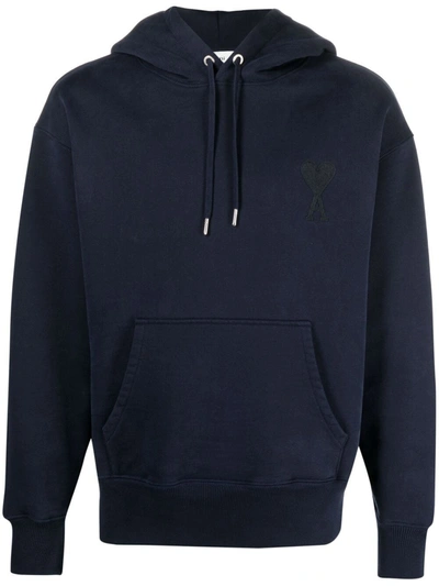 Shop Ami Alexandre Mattiussi Ami De Coeur Hoodie In 蓝色