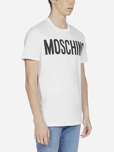 Shop Moschino Logo Cotton T-shirt In White